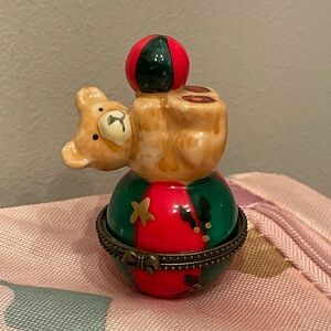Vintage Bear Ball Trinket Box